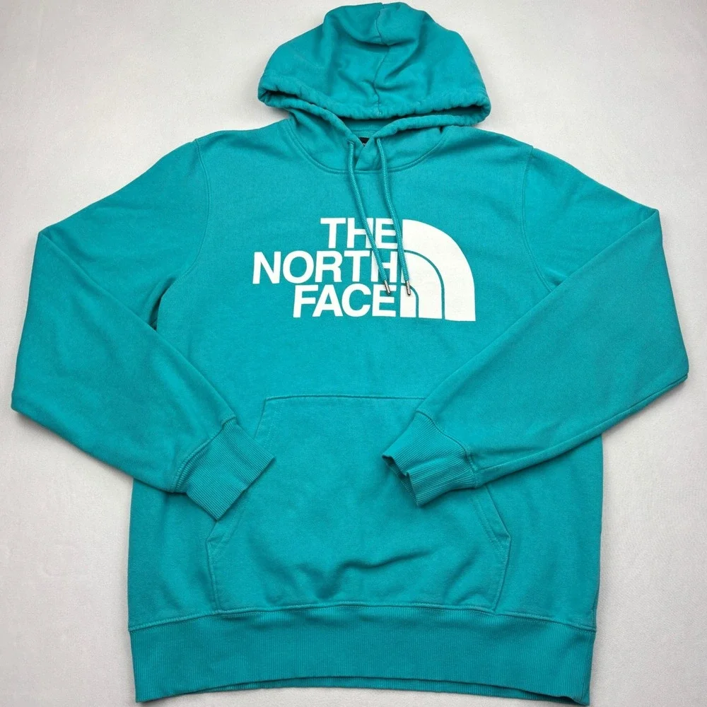 The North Face Half Dome Hoodie Mens Medium Teal Turquoise Fleece Sweatshirt